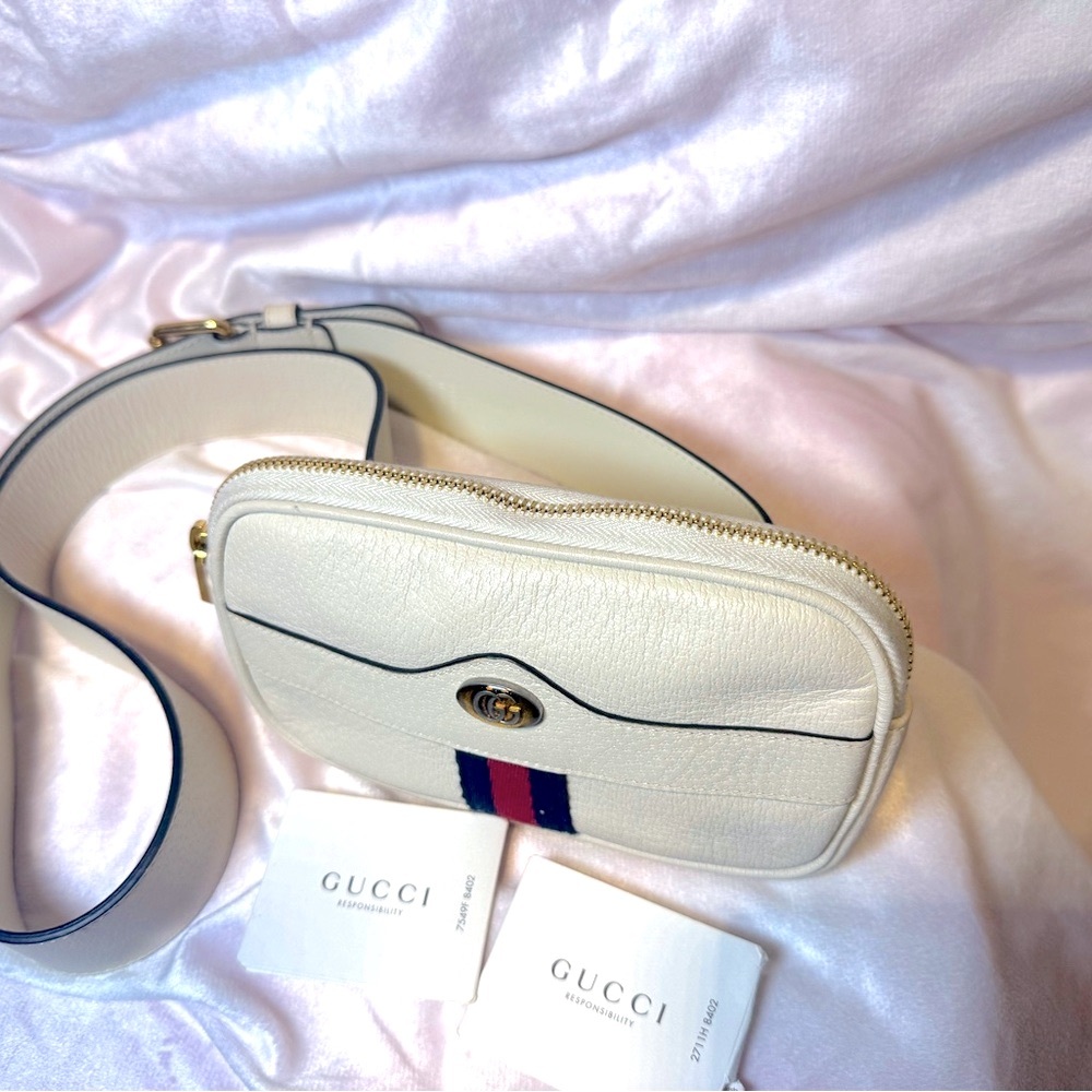 Gucci Crossbody Belt Bag Ophidia Calfskin Mystic White Pristine Luxury Rare COA - Picture 14 of 14
